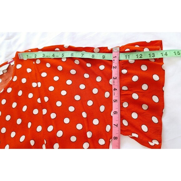 Boden Shirt Womens Red White Polka Dot Ruffle Classic Preppy Tee Size 8 - Picture 4 of 5